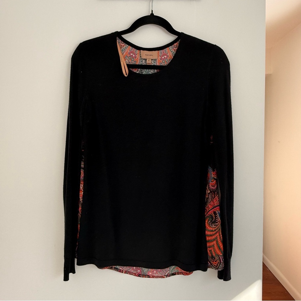 Black Long Sleeve with Paisley Accents on Back, Size 4 from Anthropologie’s